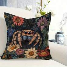 Vintage Spider Design Throw Pillow Cover - Single-Sided Printed, Envelope Closure, For Porch, Patio, Farmhouse, Living Room,Sofa,Bed,Car,Western Bedroom Decor & Daily,Festivals,Parties Decor, 18x18 Inch Decorative Pillowcase - 樣式 1 - 查看 4