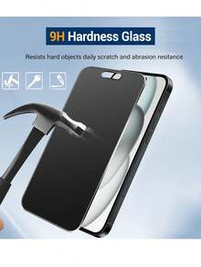 Yezodawee 3片装磨砂防窥钢化玻璃屏幕保护膜，9H硬度，防指纹，2.5D弧边，全屏覆盖，兼容 16ProMax/16Plus/15ProMax/14/13/12/11/XR/X/XS/7/8（6.1英寸） - 黑色 - 查看 6