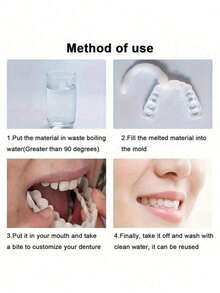 4 piezas/5 piezas Herramientas dentales, Dentaduras cosméticas cómodas y ajustables: Dientes superiores e inferiores, Crea una sonrisa segura y encantadora - Multicolor - Ver 7