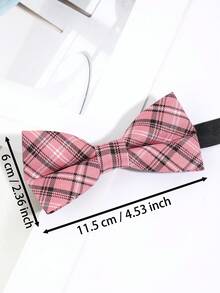 1件男士时尚格子条纹图案JK双层蝴蝶结，适合派对、日常、学校、旅行和搭配 - A - 查看 5