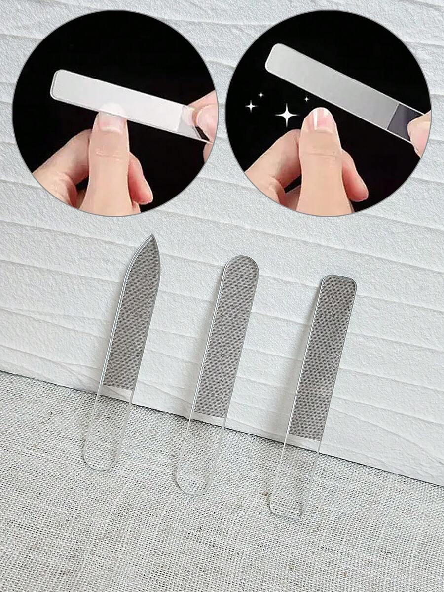Glass Nail File Stick Box, Foot & Hand Care Callus Remover, Nail Shaping & Polishing Buffing Sticks, Easy To Clean Manicure Tools - Clear - View 1