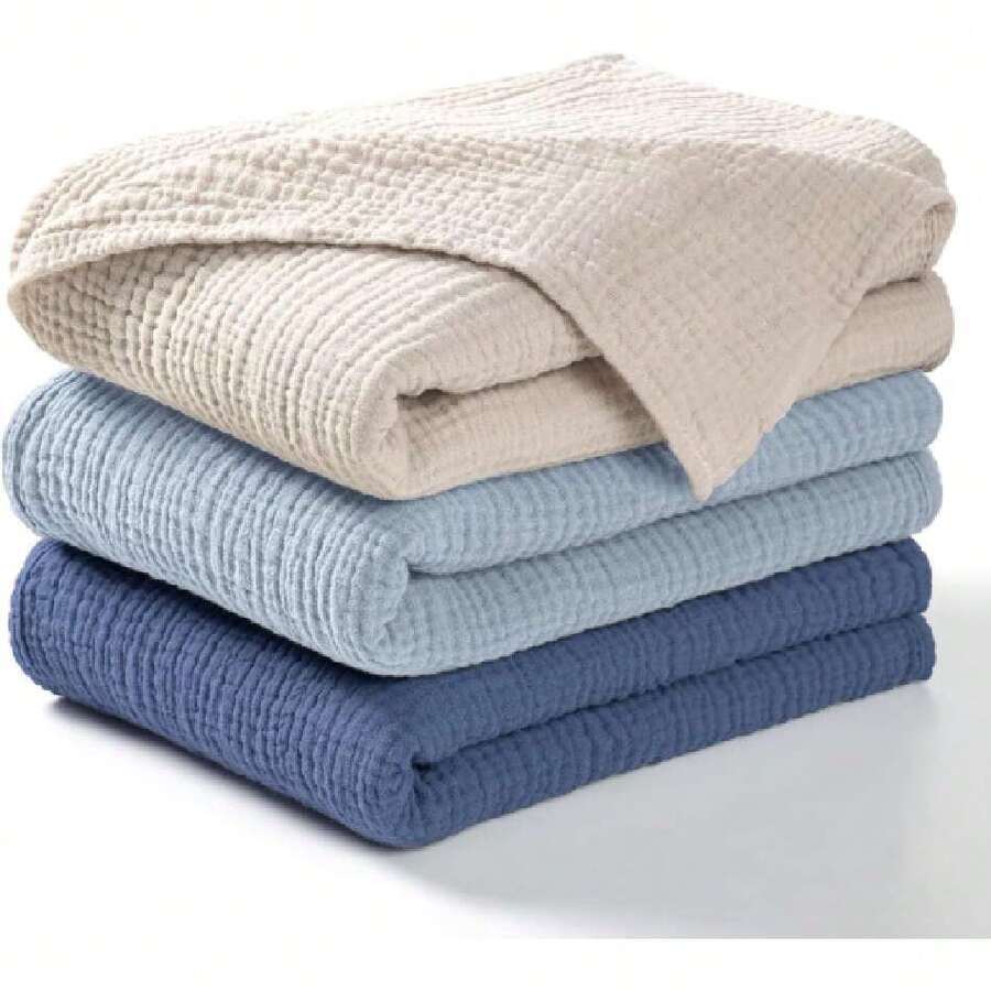 Muselina Manta Swaddle Bebé -Manta de algodón Suave para bebé Manta de recepción Neutral 3Pack(Marina),41015407 - Champán - Ver 1
