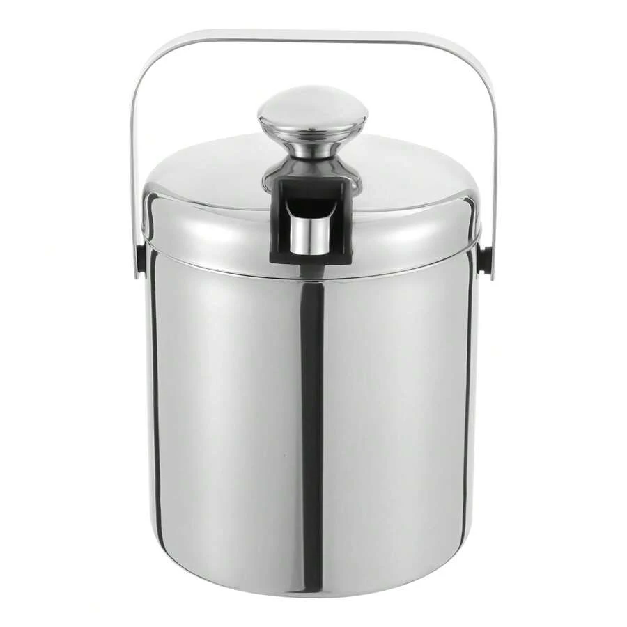 kangten 1300ML Double-Wall Stainless-Steel Insulated Ice Bucket With Lid And Ice Tong,Suitable For Champagne Wine Beer Bottle Cooler Bar Ice Cooling Bucke A Nice Gift Ice Bucket With Lid And Tongs, Portable Stainless Steel Double Wall Ice Bucket, 1.3L - Default - View 1