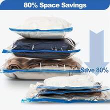 10 Peças Sacos de Compressão a Vácuo, Ideal para Viagens e Camping! Sacos de Compressão a Vácuo + Bomba de Ar Manual, Sacos de Vedação a Vácuo para Roupas, Bagagem, Bolsas, Mochilas, Sacos de Viagem de Negócios e Férias Economizadores de Espaço, Presente de Natal, Organização de Armazenamento, Essenciais de Viagem - Multicolorido - Visão 3