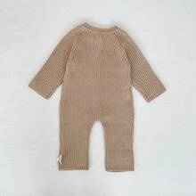 New Autumn/Winter Baby Knitted Jumpsuit, Unisex Infant Thick Ribbed Romper, Fashion Versatile Knitted Bodysuit - Khaki - View 6