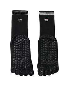 1/2/3/5 Pairs Women Breathable Non-Slip Yoga Socks, Five-Toe Mid-Calf Design With Anti-Slip Grip And Embroidered Dog Pattern, Suitable For Yoga, Pilates, Ballet, Dance And Gymnastics - Multicolor - View 18