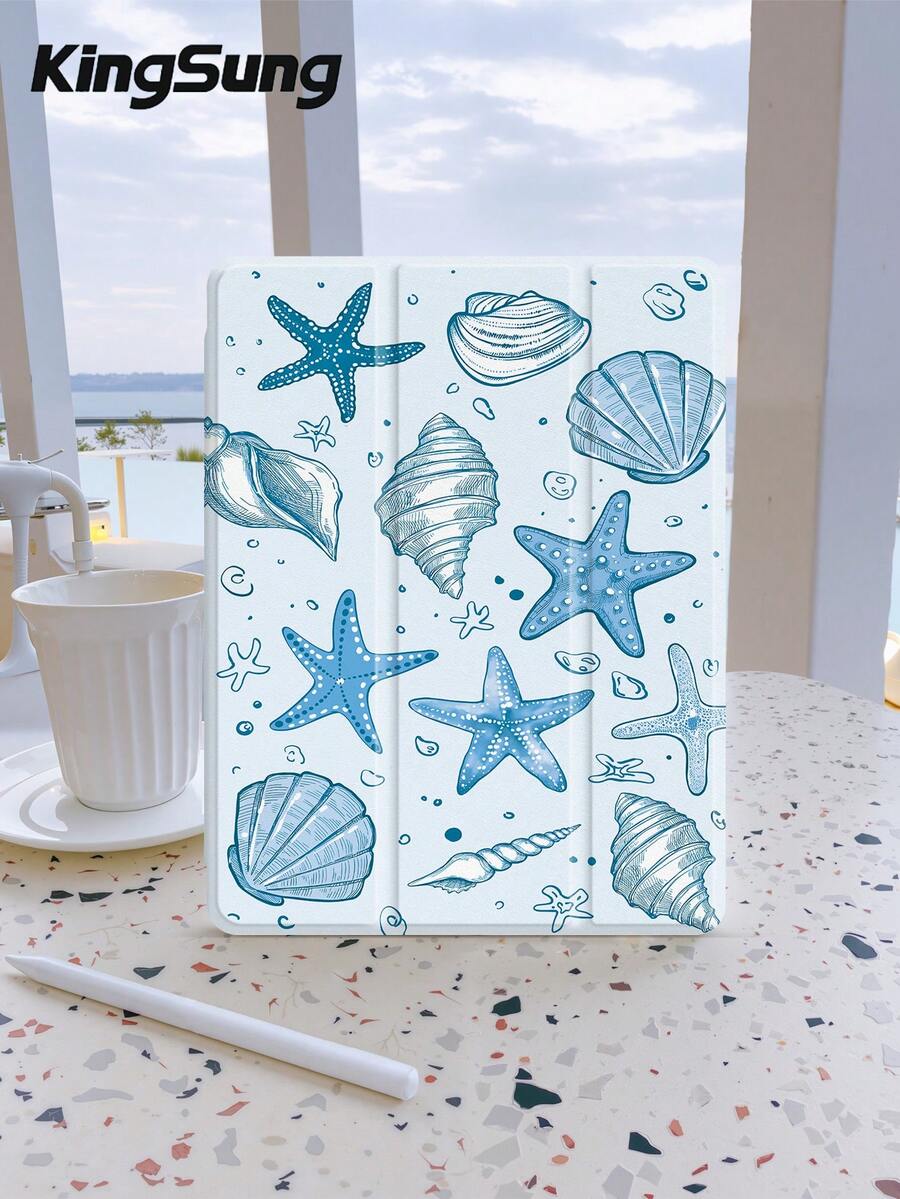 Kingsung Blue Ocean Element 平板电脑保护套，适用于 9.7/10.2/10.5/10.9/12.9 英寸/Pro 11 英寸，适用于第十代 Kindle，适用于三星 Galaxy Tab S6 Lite 10.4 英寸，适用于 Kindle Paperwhite 第十二代（2024 版）、Kindle 第十一代（2022 版）、Kobo Clara Color，柔软防震，智能支架/自动唤醒/睡眠功能