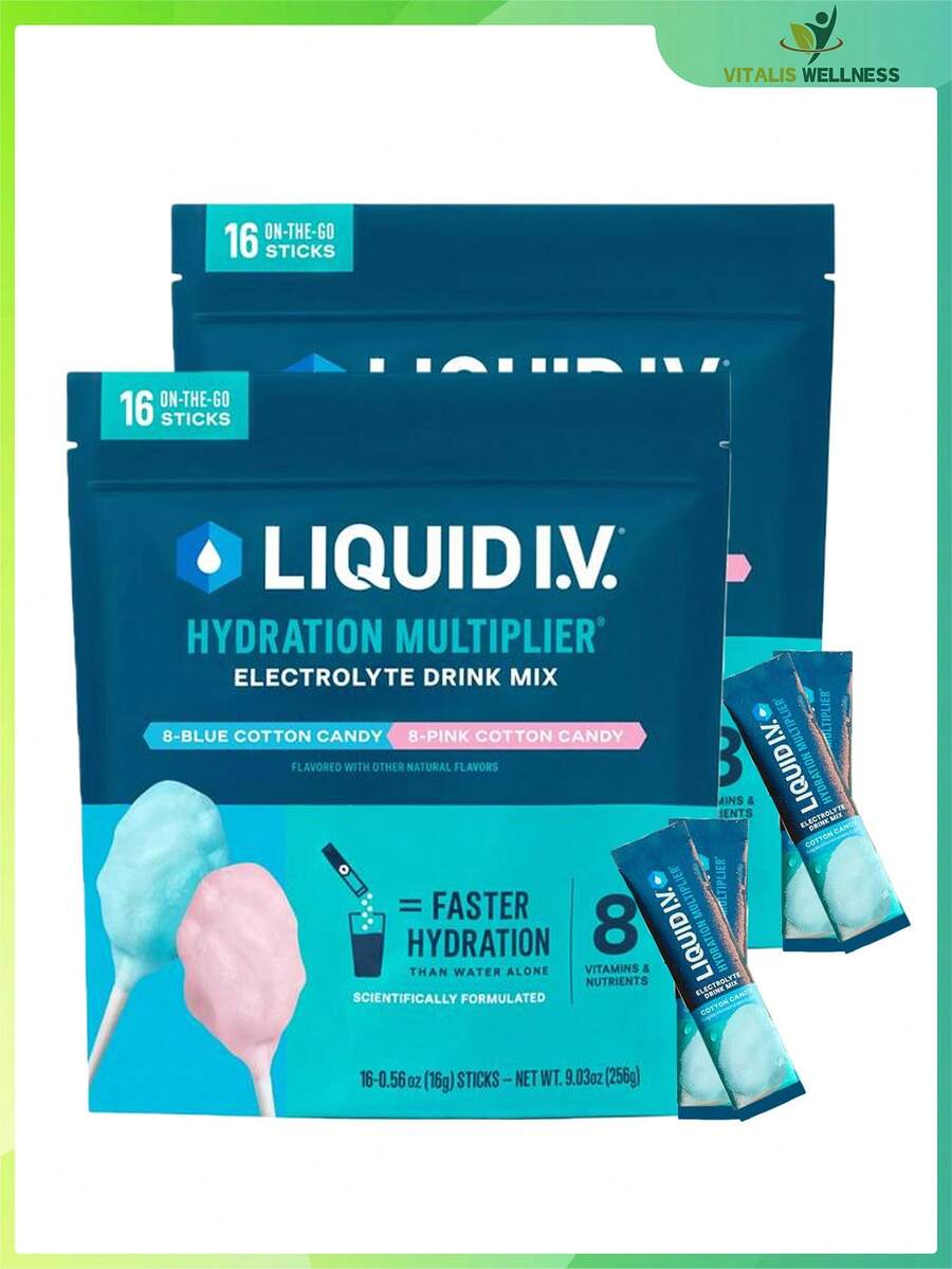 Liquid I.V. Hydration Multiplier - Cotton Candy - Hydration Powder Packets | Electrolyte Powder Drink Mix | Convenient Single-Serving Sticks | 8 Vitamins & Nutrients | 1 Pack (16 Servings) - 2件 - 查看 1