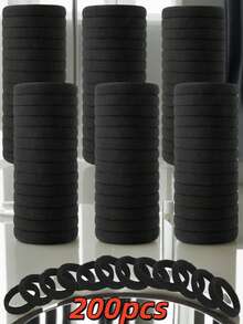 50/100 chiếc dây buộc tóc co giãn đơn giản dành cho nữ, thích hợp sử dụng hàng ngày, dùng để buộc tóc đuôi ngựa, dây chun buộc tóc, dây buộc tóc bằng cao su, scrunchies, phụ kiện buộc tóc bằng dây thun. - màu đen - Xem 10