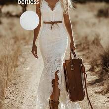 Women'S Elegant Vintage Bohemian White Lace Sleeveless Long Dress (Without ) ZLLZ - 白色 - 查看 2