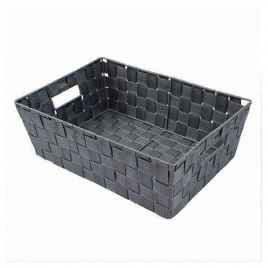 OISE ART STORE Portaoggetti Cesto In Tessuto Intrecciato 38x26x13cm Maniglie Grigio Scuro 79032 - - Multicolore - Visualizzare 1
