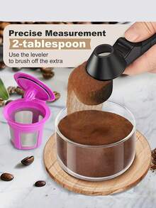 2 Tbsp Reusable Coffee Scoop Compatible With K-Cups, Includes Funnel For Ground Coffee, Protein Powder And Tea - Multicolor - View 3