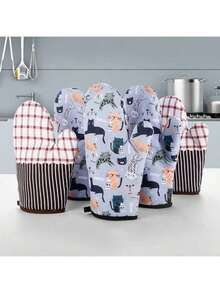 Baking Oven, Microwave Oven, Grill, And Barbecue Heat-Resistant, Insulation, And Heat-Protection Gloves. - Multicolor - View 4