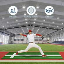 Dragonpad 10x3 Ft Professional Softball Pitching Mat - All-Weather Practice Mat With Rubber & UV-Resistant Turf For Indoor/Outdoor Training - Green - View 3