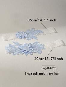 2pcs/Set Fashionable Court-Style White Lace Blue Faux Pearl Flower Romantic Wedding Bridal Bridesmaid Sexy Garter Belt With Body Chains & Thigh Chains (Random Pattern) Valentine's Day Valentines - 銀色 - 查看 2