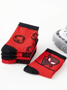 5 Pairs Marvel Superhero Venom & Spider-Man Socks, Cartoon Style Mid-Calf Socks For Boys & Girls, Autumn/Winter - Multicolor - View 8