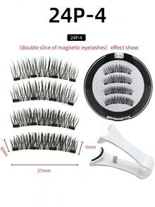 一套4件磁性眼线笔和磁性假睫毛套装 - 自然逼真可重复使用的磁性狐狸眼假睫毛，增强并拉长睫毛。（如果您不知道如何佩戴，请打开附带的视频。）假睫毛，万圣节，3D卷翘蓬松，无需胶水，佩戴舒适。强力磁铁，自然睫毛，假睫毛。 - 黑色 - 查看 17