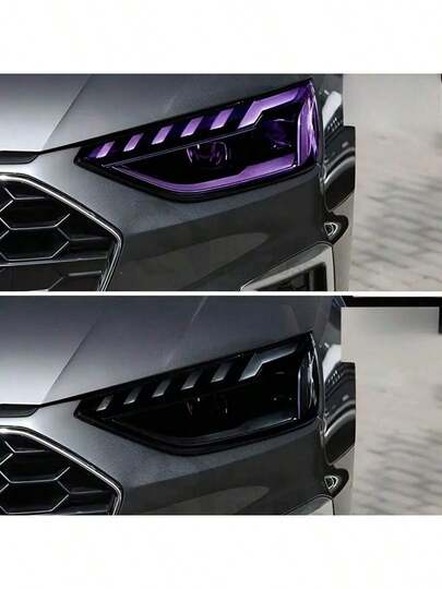 1pc 30cm*100cm Car TPU Photochromic Headlight Film, Taillights Tint Changing Lens Protector Film, UV Responsive TPU Car Light Protection Cover - Waterproof, Scratch-Resistant, Color Changing, Improve Visibility, Tint Black In Daytime And Transparent At Night