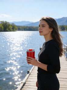 240ml Stainless Steel Vacuum Insulated Water Bottle, Coffee Cup, Suitable For Men And Women, Ideal As New Year Gift. Fashionable Design, Long-Lasting Insulation, One-Touch Drinking, Leak-Proof. Also Suitable As Business Gift, Couple's Souvenir, New Year Gift Or Ladies' Gift. - Multicolor - View 11