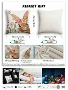 2 vỏ gối trang trí kiểu Phục Sinh, vỏ gối hình thỏ với họa tiết trứng Phục Sinh và thỏ, 100% sợi polyester không gây dị ứng, chất liệu vải lanh cổ điển, khóa kéo ẩn, có thể giặt máy, vỏ gối trang trí nhà cửa cho ghế sofa, phòng khách, phòng ngủ, không kèm ruột gối. - Nhiều màu - Xem 4