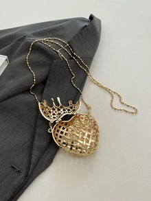 Luxury Rhinestone Embellished Handbag & Mini Cosmetic Box - Gold - View 10