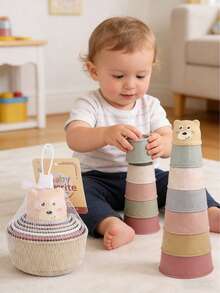 1 Set Of Funny Stackable Cups, Educational Toys For Early Learning And Cognition, Suitable For Bathroom, Beach, And Pool Use. Random Colors. School Supplies, Halloween Decorations, Newborn Toys, Educational Learning, 18-Month-Old Toys, Children's Pool, Bath Toys, Baby Carriers, Tummy Time Toys, Preschool Toys. - Multicolor - View 4