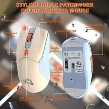 ATTACK SHARK T96无线键盘鼠标套装，智能显示屏和旋钮，蓝牙/2.4GHz双模，彩虹LED背光，94键可充电键盘，带无线电脑鼠标 - 彩色 - 查看 8