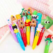 1pc/3pcs/5pcs/10pcs/20pcs Mini Cartoon Fruit/Vegetable/Animal Multicolor Ballpoint Pens (1 Ballpoint Pen Contains 4 Colors), Creative Colorful Ballpoint Pens, Compact Colored Pens For Easy Storage, Creative Student Stationery, Suitable For Journaling, Coloring, DIY Diary, Student Holiday/Birthday Gifts, Student Reward Gifts - Multicolor - View 4