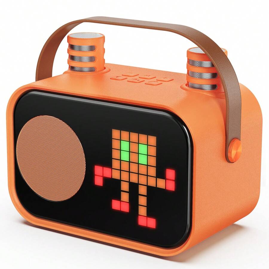 JYX D58 Máquina de Karaoke para Niños y Adultos, Mini Altavoz Portátil de Karaoke Bluetooth con 2 Micrófonos Inalámbricos - Naranja - Ver 1