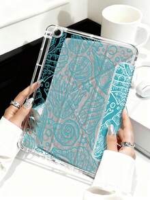 海洋元素，蓝色线条贝壳图案平板电脑保护套，兼容 iPad Air 11 英寸 M3 2025 / M2 2024、iPad Air 第五代 2022、iPad (A16) 11 英寸第十一代 2025、三星 Galaxy Tab、Kindle Paperwhite 第十二代 2024，透明背壳，时尚图案保护套，支持自动休眠和唤醒功能，气囊保护，适合作为礼物和办公用品。 - 彩色 - 查看 5