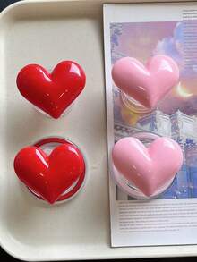 1pc Heart-Shaped Portable Retractable Detachable Magnetic Phone Stand Holder - Multicolor - View 1