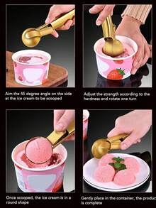 Stainless Steel Ice Cream Scoop With Trigger, Cookie Scoop, Melon Baller, Quick Release, Suitable For Digging Frozen Hard Italian Ice Cream, Frozen Yogurt, Sundaes And Fruits - Multicolor - View 9