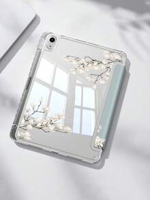 Funda para tableta con patrón de flor de jazmín compatible con iPad Air 11 pulgadas M3 2025 / M2 2024, iPad Air 5ta generación 2022, iPad (A16) 11 pulgadas 11va generación 2025, compatible con Samsung Galaxy Tab, Kindle Paperwhite 12a generación 2024, parte trasera transparente, funda protectora con diseño de moda, función de suspensión y activación automática, protección de airbag, adecuada para regalos y uso en la oficina - Multicolor - Ver 2