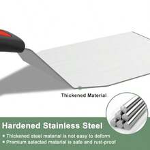 Juego de Espátulas de Acero Inoxidable, Espátulas de Cocina con Mango de Silicona, Resistentes, para Sartén de Hierro Fundido, Panqueques y Pescado - plateado - Ver 2