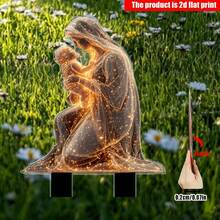 2D Flat, 1pc Virgin Mary & Jesus Garden , Waterproof & Snowproof Acrylic Outdoor/Indoor Decor With Lighting Effect, Durable Plastic Lawn , Suitable For Christmas & Easter - C - View 3