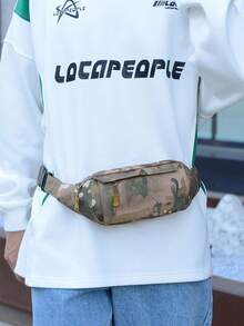 时尚女士腰包/胸包，隐形拉链，纯色防水尼龙材质，可装硬币和小物件。男士拉链前开式腰包/胸包/斜挎包/单肩包，适合旅行、工作、运动等场合，轻便防盗，配有可调节肩带，尼龙材质，简约户外大学包。 - 紫紅色 - 查看 5