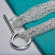 925 Silver Plated Multi-Chain Heart Charm Bracelet For Women Wedding Party Fashion Jewelry - Silver - View 2