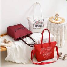 1pc Kids Letter Embroidered Polyester Handbag, Cute & Fashionable, Great Gift For Children On Valentine's Day - Multicolor - View 3