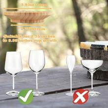 4pcs Appetizer Drink Cup Lids, Bamboo Drink Cup Covers To Prevent Spilling, Coaster Plate Set For Home Gatherings, Restaurants, Bars, Parties - Wooden - View 6