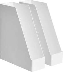 Basics Rectangular Plastic Organizer - Magazine Rack, White, 2-Pack - Half Accessory Tray - View 1