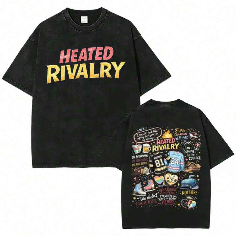 Heated Rivalry Shane Hollander 24 Tren-Dy Casual Tee ShirtsVintage Mens Oversized Crewneck Loose Spor - 黑色4 - 查看 1