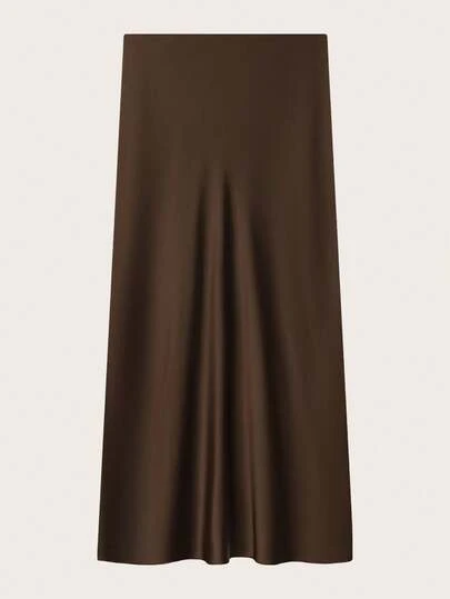 Women's Elegant Solid Color Satin Skirt, Spring/Summer