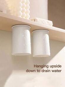 1/2pcs Magnetic Adsorption Rinse Cup, No Drilling Required To Fix On Cabinet, Minimalist Couple Toothbrush Holder, Easy Drainage Design, Bathroom Supplies, Autumn Decor, New Semester Preparation - Multicolor - View 9