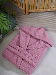100% Cotton Unisex Bathrobe – Soft, Breathable Fabric With Comfortable Fit In S-M-L-XL Sizes MADE IN TURKEY - Rusty Rose - View 6
