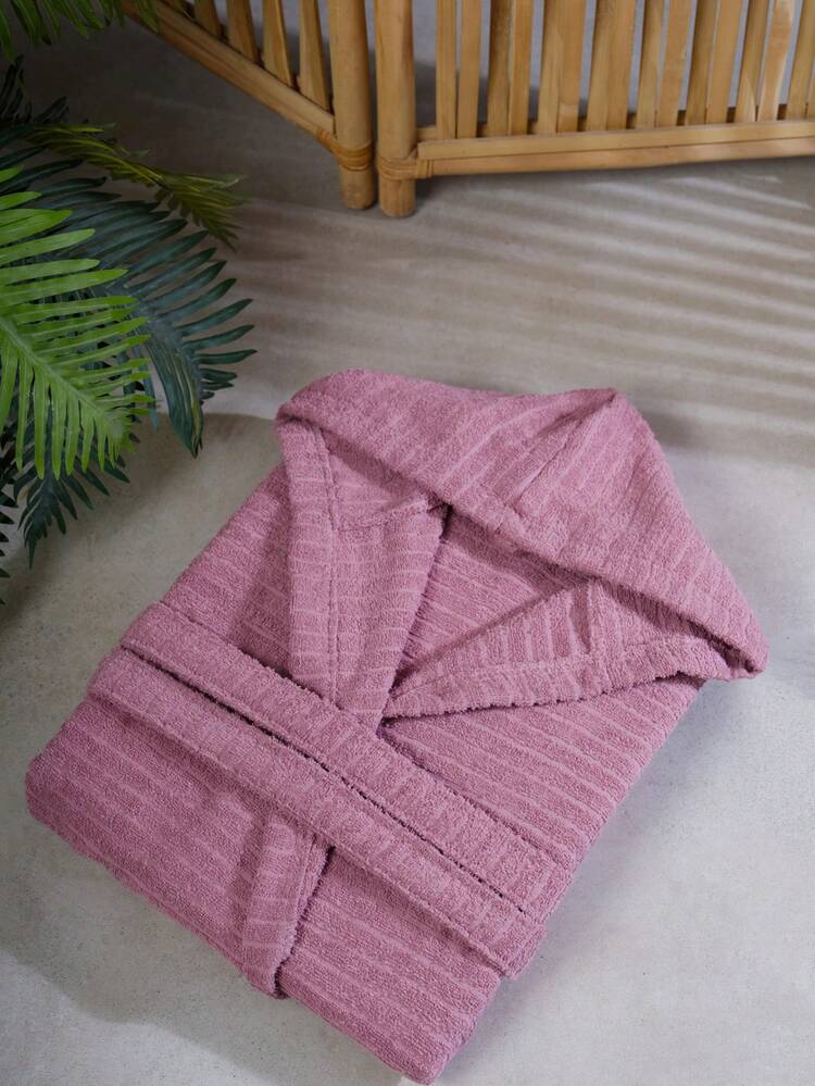100% Cotton Unisex Bathrobe – Soft, Breathable Fabric With Comfortable Fit In S-M-L-XL Sizes MADE IN TURKEY - Rusty Rose - View 6