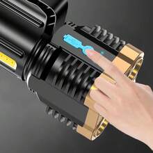 Linterna LED de Mano Ultra Potente, Recargable USB, Luz Lateral COB, Ideal para Camping, Emergencias, Senderismo, Caza y Reparaciones Nocturnas - negro - Ver 6