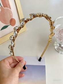 1件水晶水钻缠绕发箍，优雅法式发圈，百搭派对头饰 - 彩色 - 查看 6