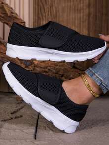 Women's Orthopedic Walking Shoes, Suitable For Wide Feet And Swollen Feet, Adjustable Strap, Black Training Shoes (Wide Feet Only) - Black and White - View 7