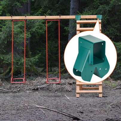 A-Frame Middle Swing Brackets, Heavy Duty Carbon Steel Swing Set Hardware With Mounting Hardware, DIY Swing Set Bracket Swing Set Kit For 2 (101.6x101.6mm) Legs & 1 (101.6x152.4mm) Beam, Green