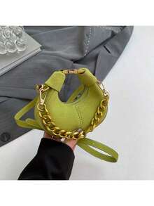 Women's Unique Niche Minimalist Crescent Moon Dumpling Bag - Designer-Inspired Micro Crossbody Purse, Adjustable Shoulder Strap Cute Mini Handbag, Ideal For Daily Wear Dating & Gifting - 綠色 - 查看 2